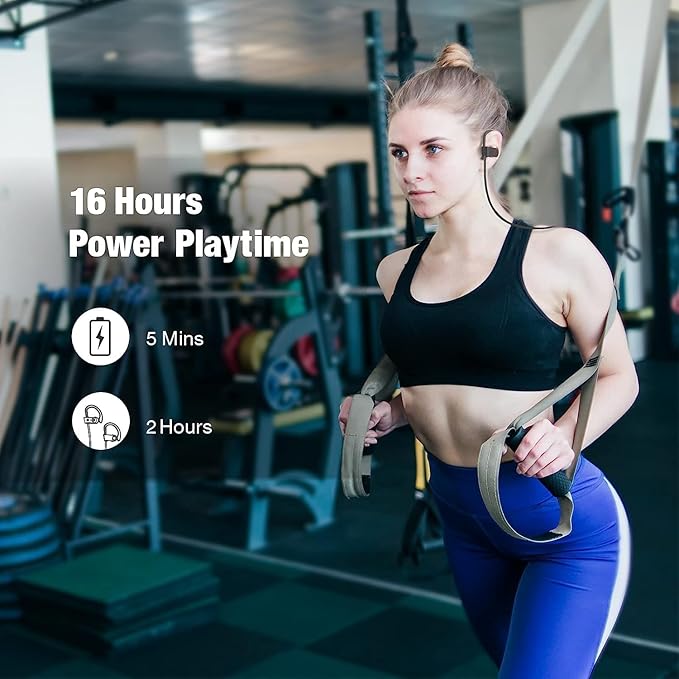 JOYWISE Bluetooth Wireless Headphones 16H Playtime Earbuds with Mic Stereo in-Ear Earphones, IPX7 Waterproof Sports Sound Isolation AI Music Creation Headsets for Running, Gym, Workout