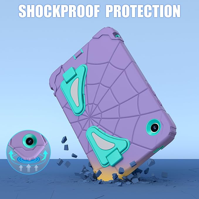 AKABEILA Compatible with Samsung Galaxy Tab A11 2025 8.7 inch Tablet Case，Lightweight Shockproof Rugged Protective Cover with Kickstand for Kids Children Boys Babies Purple Mint Green