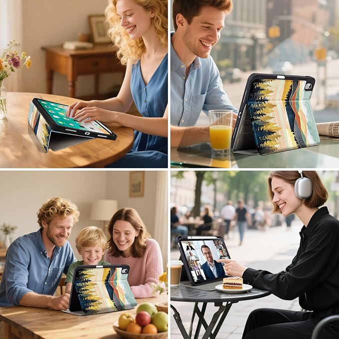 Lokigo for iPad 10th Generation Case 2022 10.9 inch/iPad 11th Generation Case (A16) 2025 11-inch, Protective Multi-Viewing Stand Cover (Support Touch ID, Auto Wake/Sleep), Mountain