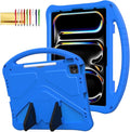 Kids Case for iPad Pro 13" M5 M4/Air 13" 2026 2025 2024, iPad Pro 12.9 2018-2022 Cover with Pencil Holder, Techcircle Lightweight Shockproof EVA Foam Handle Stand Anti-Slip Grip Rugged Case, Blue