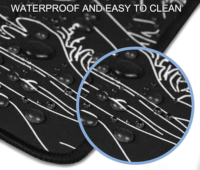 Large Gaming Mouse Pad, XXL Extended Computer Keyboard Mouse Mat with Stitched Edges, 31.5" x 15.7" Non-Slip Waterproof Rubber Base Long Mousepad for Work, Game, Office, Home, Waves Line