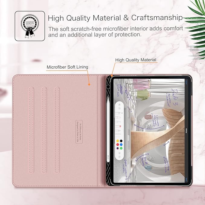 Fintie Folio Case for iPad Pro 12.9" 6th Generation 2022, Multi-Angle Smart Stand Cover w/Pencil Holder & Pocket, Also Fit iPad Pro 12.9 2021 5th & 2020 4th & 2018 3rd Gen, Dreamy Marble