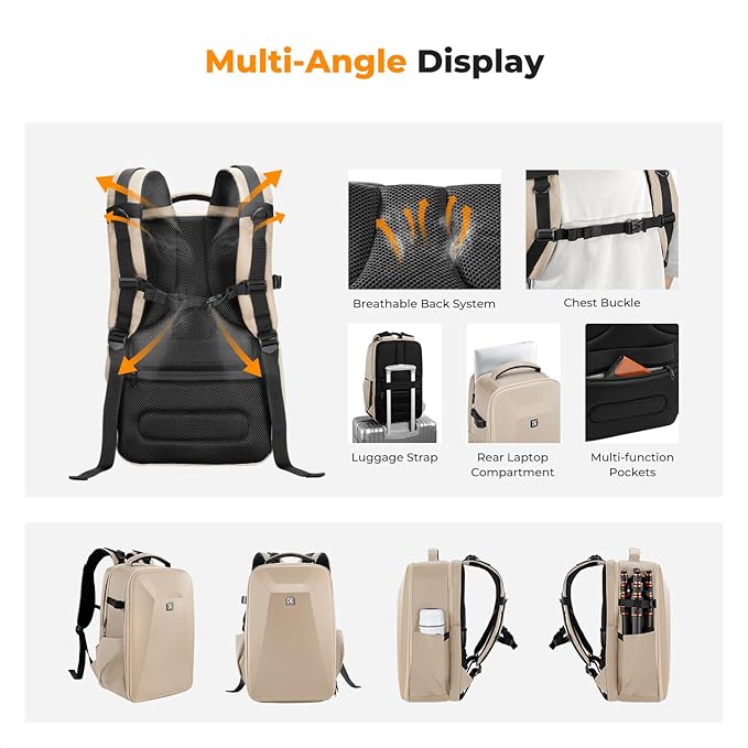 K&F CONCEPT Camera Backpack,Hardshell Photography DSLR Camera Bag with 15-15.6 Inch Laptop Compartment Hard Shell Camera Case Compatible with Canon/Nikon/Sony/DJI Mavic Drone