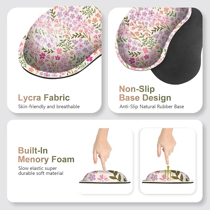 Large Gaming Mouse Pad Set, Ergonomics Keyboard Desk Mat with Memory Foam Wrist Rest, Computer PC Extended Game Mousepad, Non-Slip Desk Matt Easy Typing Pain Relief I Artistic Colroful Flowers