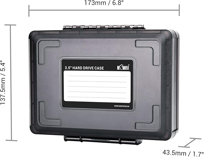Hard Drive Case 3.5 inch External Hard Drive Portable Carrying Case, Water-Resistant and Shockproof HDD SSD Storage Case Bag with Stackable Design