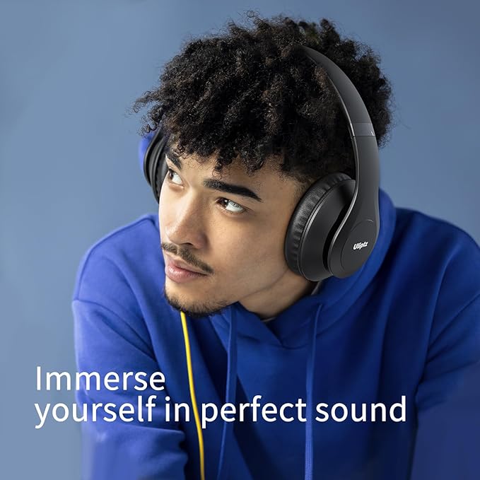 Uliptz Wireless Bluetooth Headphones, 65H Playtime, 6 EQ Sound Modes, HiFi Stereo Over Ear Headphones with Microphone, Foldable Lightweight Bluetooth 6.0 Headset for Travel/Office/Cellphone/PC