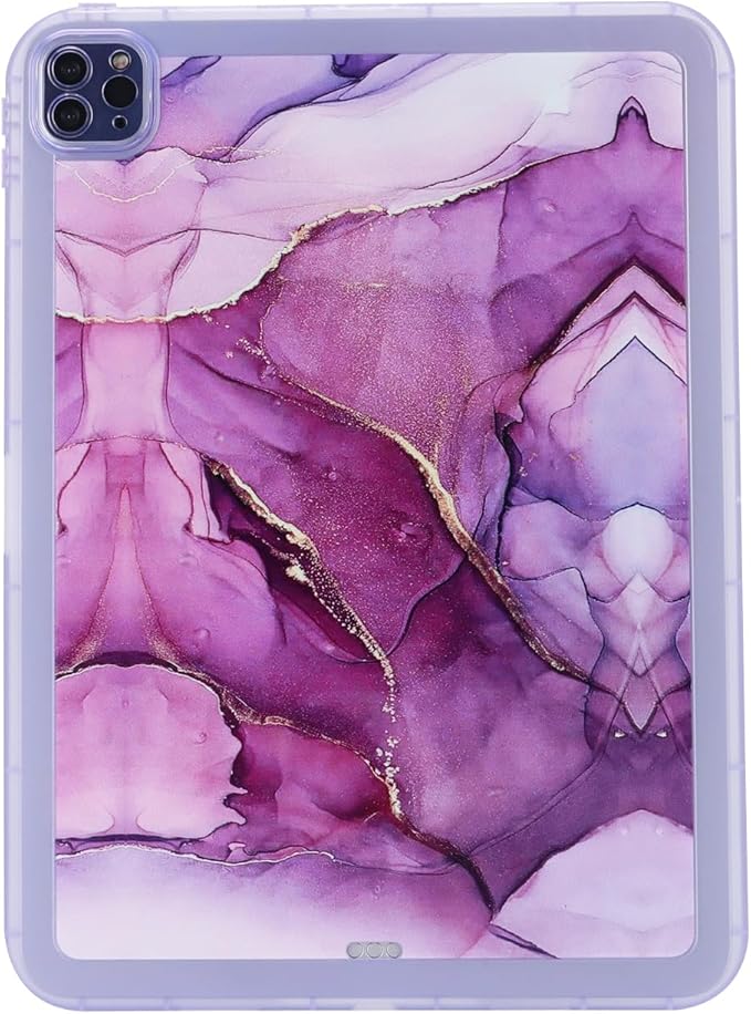 for iPad Pro 12.9 inch Tablet Case 6th/5th/4th/3rd Generation (2022/2021/2020/2018) Lightweight Glitter Bling Soft TPU Back Shockproof Cover Flexible Silicone Bumper Shell, Purple Marble