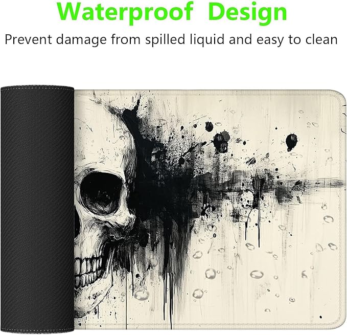Skull Desk Pad Mouse Pad Black Ink Abstract XL Mouse Pad Large Mousepad Extended Laptop Keyboard Mat Gaming Desk Pad Mouse Mat 31.5"x11.8" Office Computer Keyboard Laptop Home