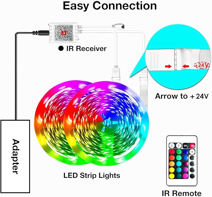 hyrion Smart LED Strip Lights 100ft WiFi, RGB Color Changing Lights Work with Alexa and Google Assistant, 16 Million Colors with App Control and Voice Control Led Lights for Bedroom, Room Decor