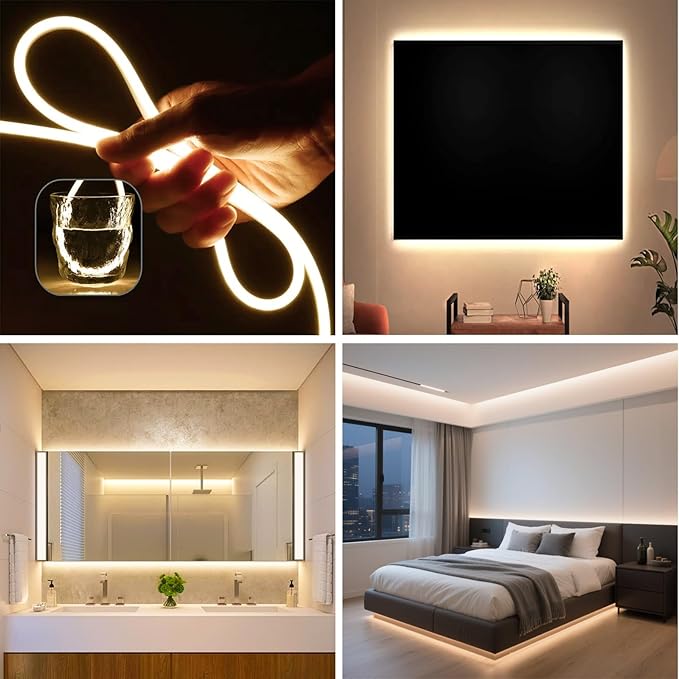 16.4FT Warm Neon Light Strip Waterproof, 5V USB Led Strip Lights with Touch Controller, Cuttable Flexible Silicone Neon Neon Rope Lights for Bedroom, Party, Home Decor
