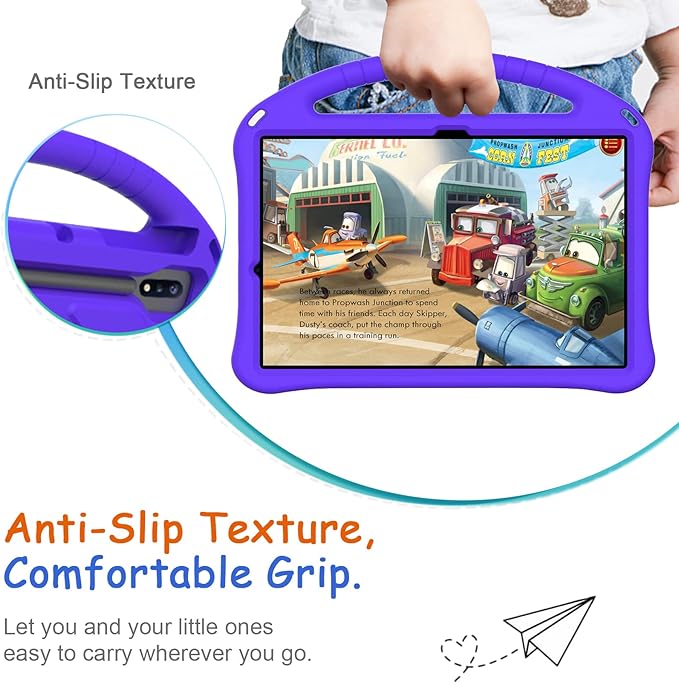 Kids Case for Samsung Galaxy Tab S10+/S9+/S8+/S7 FE/S7+/S9 FE+ 12.4", Techcircle Light Weight Shock Proof EVA Foam Handle Rugged Stand Protective Case for Galaxy Tab S9 FE Plus/S10 Plus 2024, Purple