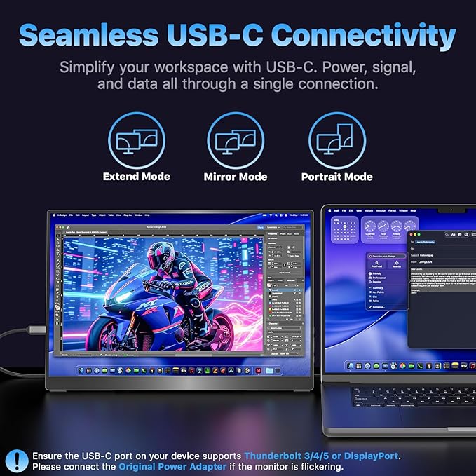 VisionOwl Portable Monitor 16 Inch 2.5K QHD 144Hz 16:10 Second Screen, USB-C HDMI HDR Travel Monitor for Laptop PC MacBook PS5 Xbox, VESA Mountable, with Speakers, Built-in Kickstand