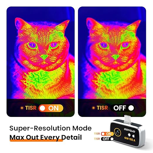 GOYOJO Thermal Imaging Camera for Android/iphone 15/16/17 iOS Series 192x192 IR Resolution– Water Leak Detection HVAC Electrical Plumbing, Automotive Repair, Home Inspection, DIY-USB-C Infrared Imager