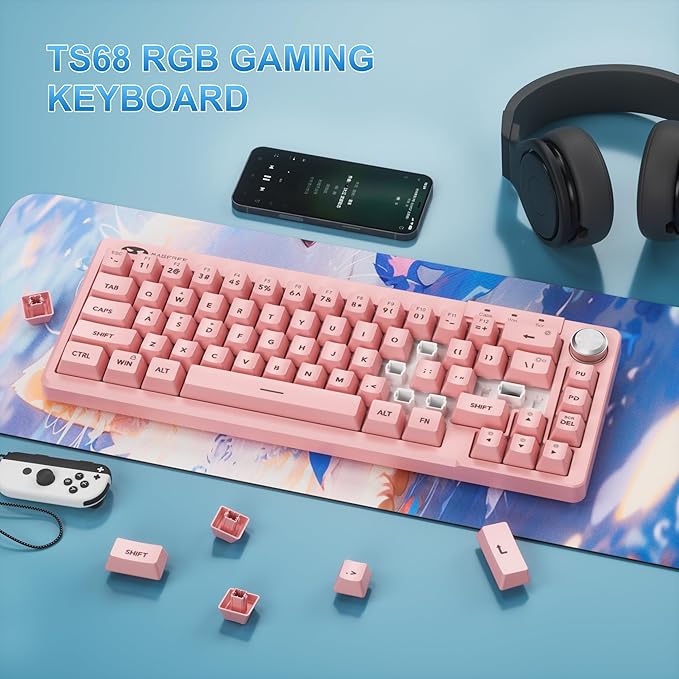 MageGee Mini 60% Gaming Keyboard, RGB Backlit Ultra-Compact Keyboard, TS68 Ergonomic Waterproof Mechanical Feeling Office Computer Keyboards for PC, MAC, PS4, Xbox ONE Gamer