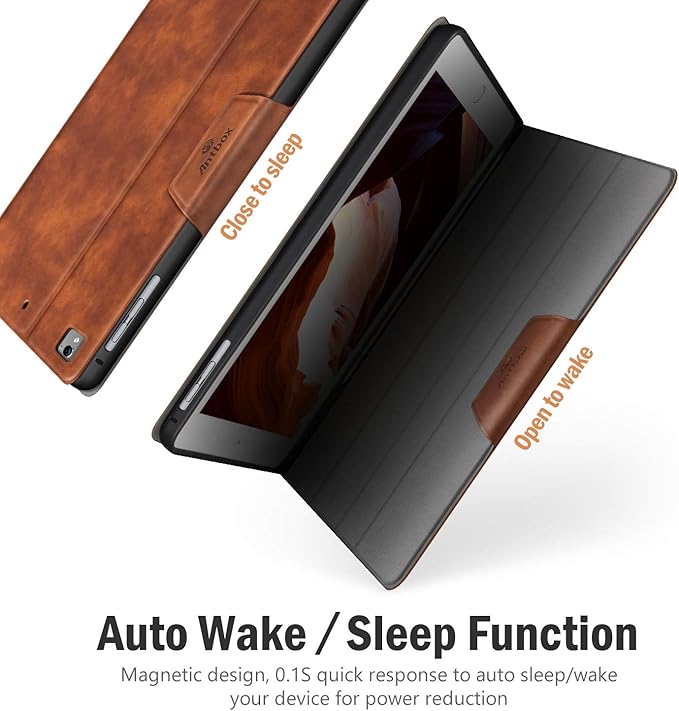 Antbox Case for iPad Air 2/iPad 6th/5th Generation(9.7'')/Pro 9.7''/Air 1 Vegan Leather Case with Pencil Holder Auto Sleep/Wake Function Smart Cover for iPad 9.7'' (Brown)