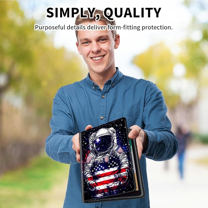 for Amazon Kindle Fire Max 11 (13th Generation, 2023 Release) 11" Tablet Case, Slim Kickstand Stand Leather Smart Cover with Auto Wake/Sleep, National Flag Astronaut