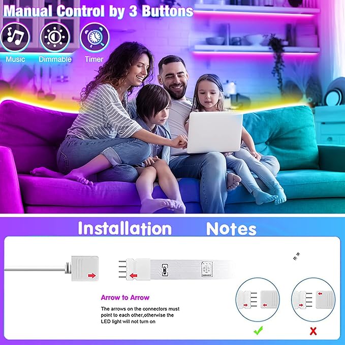 REEMEER 130ft Led Lights for Bedroom, APP Control Music Sync Color Changing Led Lights, Led Strip Lights with Remote for Room, Kitchen Party,Home Decoration