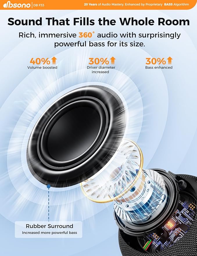 Shower Speaker Bluetooth Waterproof Portable: 360° Surround Sound, IPX7 Suction Cup Removable with Vacuum Exhaust Knob, RGB Lights, Beach/Pool/Camping/Kayak Essentials, Gifts for Mom Teens-Black