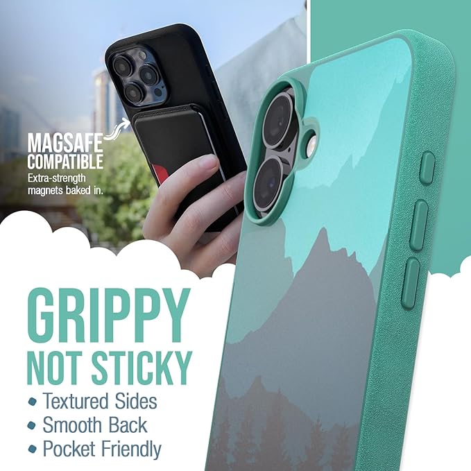 Smartish® iPhone 16 Plus Magnetic Case - Gripmunk Compatible with MagSafe [Lightweight + Protective] Slim & Thin Grip Cover with Microfiber Lining for Apple iPhone 16 Plus - Moving Mountains