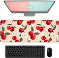 Tasty Cherry Gaming Mouse Pad, Large Fresh Fruit Desk Mat for Laptop Keyboard Computer, Non-Slip Rubber Base Desktop Extended Mousepad for Office Home Accessories 31.5"×11.8"