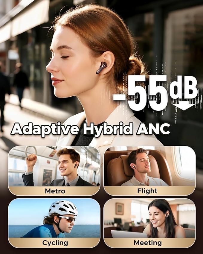 SoundPEATS Hi-Res Wireless Earbuds, LDAC & aptX Lossless, 10mm Hi-Fi Driver, Snapdragon Sound, Adaptive ANC, 37H Battery, BT 5.4, IPX5 Waterproof, Multipoint Connection