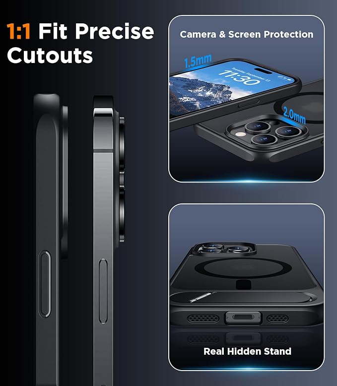 Magnetic Compatible with iPhone 14 Pro Case, [Built-in Invisible Kickstand][Compatible with MagSafe] [Military Grade Shockproof] Slim Translucent Matte Phone Case for iPhone 14 Pro 6.1"