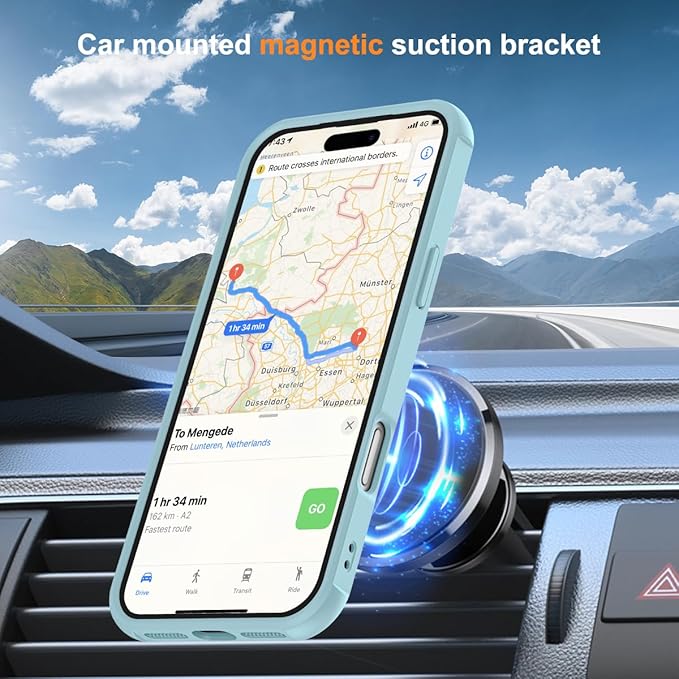 SKYLMW Compatible with iPhone 17 Pro Max Case with Invisible Magnetic O-Ring Stand Military-Grade Translucent Case for iPhone 17 ProMax 6.9" [Compatible with Mag-Safe][Great Grip Feeling], Blue