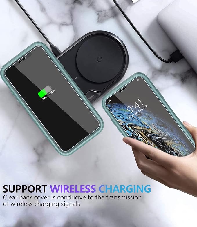 Diverbox for iPhone X Case/iPhone Xs Case [Shockproof] [Dropproof] [Tempered Glass Screen Protector ] Heavy Duty Protection Phone Case Cover for Apple iPhone X/XS (Pine Green)