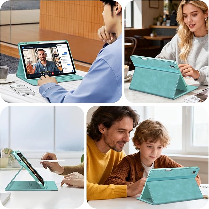 Fintie Case for Samsung Galaxy Tab S11 5G 11 Inch 2025 Model (SM-X730/X736B) with S Pen Holder, Multi-Angle Viewing Soft TPU Back Cover with Pocket, Auto Wake/Sleep, Turquoise