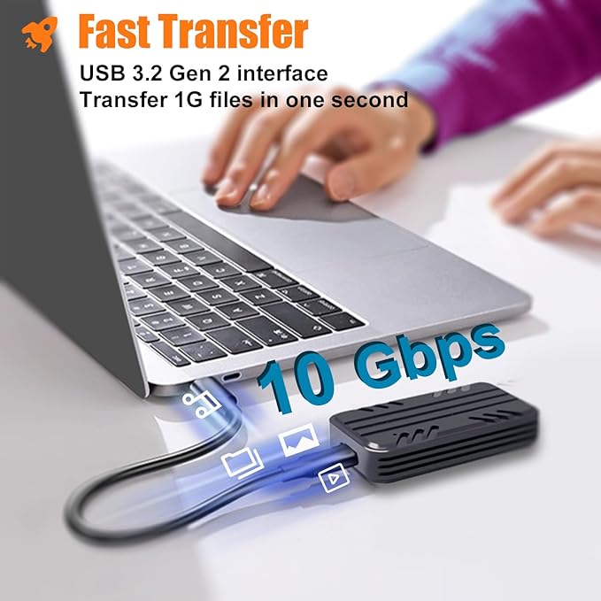 2230 NVMe Enclosure USB-C 3.2, 10Gbps External Drive Case for M.2 2230 PCIe SSD M Key, Type C to Type C/USB A Cable, Support UASP Trim, Aluminum Alloy, Compatible with Windows, macOS, Linux