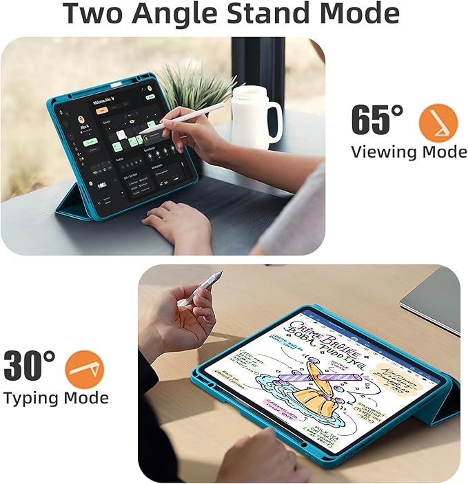 Compatible with iPad Pro 13 Inch Case M5 2025/ M4 2024, Soft TPU Back Cover for iPad 13 Pro Case, with Pencil Pro & (USB-C) Holder, Trifold Stand, Auto Wake/Sleep, Aurora Blue
