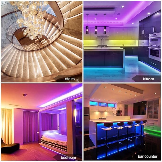 phopollo 65.6FT Led Lights for Bedroom, 5050 Color Changing Led Strip Lights with 44-Key Remote and 12v Power Supply, Led Lights Strip for Home Decoration.