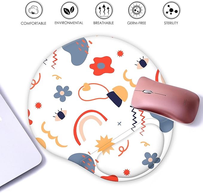 Ergonomic Mouse Pad with Wrist Support,Cute Mouse Pads with Wrist Rest,Comfortable Mouse Pad for Home Office Gaming Working Computers Laptop,Pain Relief with Non-Slip PU Base (Floral Fantasy)