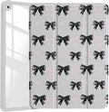 JOYLAND Cute Y2K Black Bow Case for iPad 7th/8th/9th Generation, Girly Clear Acrylic Hard Back Grey Case with Pencil Holder Trifold Stand Tablet Cover for iPad 10.2" 2019/2020/2021