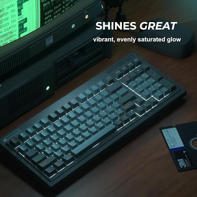 FL·ESPORTS OG98 Retro Mechanical Keyboard Wireless 2.4GHz/Bluetooth 5.0/USB-C, 96% Gasket Mount Hot Swappable Gaming Keyboard, PBT Keycaps, 4000mAh for Mac/PC -Tactile Switches | Black
