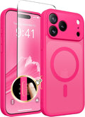 CAPRARO Magnetic for iPhone 17 Pro Case, Upgraded [Full Camera Protection] [Compatible with MagSafe] Protective Translucent Matte Women Girl Phone Case Cover, Hot Pink