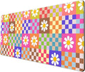 Pink Desk Mat Trendy Checkered Aesthetic Desk Pad Computer Large Mouse Pad Aesthetic Desk Accessories Office Gifts for Her Cute Keyboard and Mouse Pad Desk Computer Mat 31.5 X 11.8 in