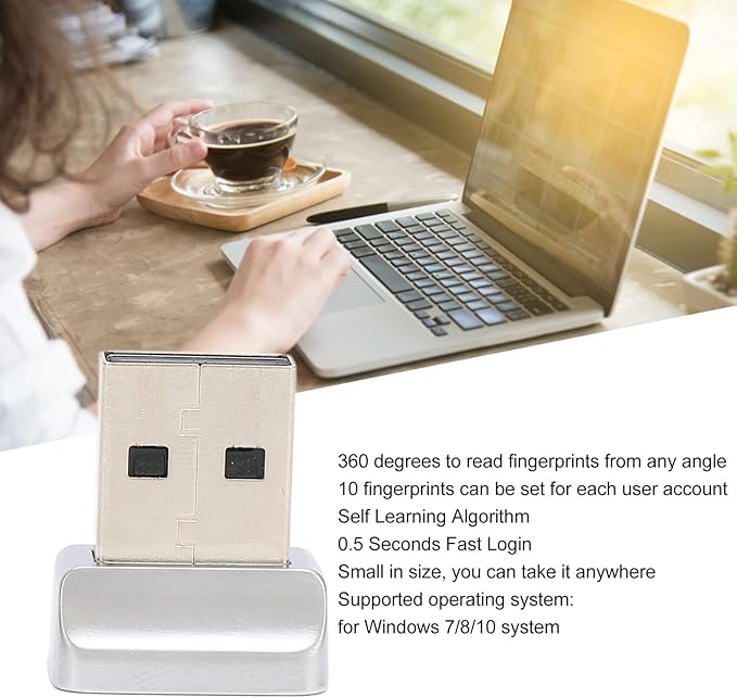 Yoidesu Mini USB Fingerprint Reader for 7 8 10 Fingerprint Scanner Scanner PC Dongle Fingerprint Sensor 360 Degree 0.5STouch Speedy Matching Biometric Portable USB Fingerprint Logger for PC Laptop