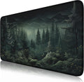 Dark Gloomy Forest Desk Mat Dark Green Aesthetic Mouse Pad XXL Large Gaming Mouse Mat for Office,Computer,Keyboard,Laptop and Home Desk Pad 31.5 X 15.7inch