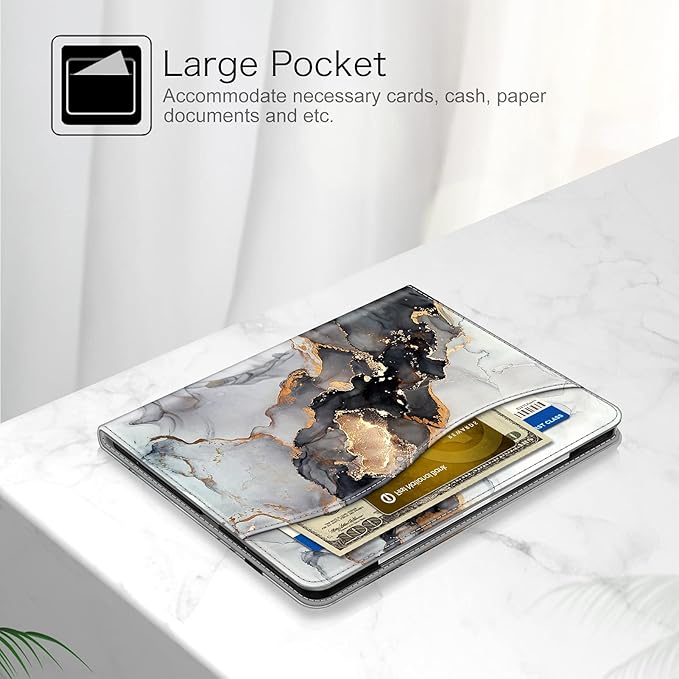 Fintie Folio Case for iPad Pro 12.9" 6th Generation 2022, Multi-Angle Smart Stand Cover w/Pencil Holder & Pocket, Also Fit iPad Pro 12.9 2021 5th & 2020 4th & 2018 3rd Gen, Cloudy Marble