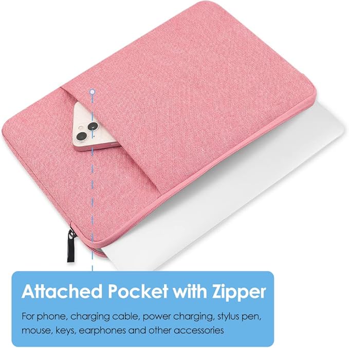 ProElife 12-Inch Laptop Tablet Sleeve Case Canvas Cover for 2022-2014 Surface Pro 4/5 / 6/7 / 7+ / 8/9|Surface Laptop Go 1/2 12.4"|MacBook Air/Pro 13'' M1|Samsung Galaxy Tab S8+/S7+ Bag (Pink)