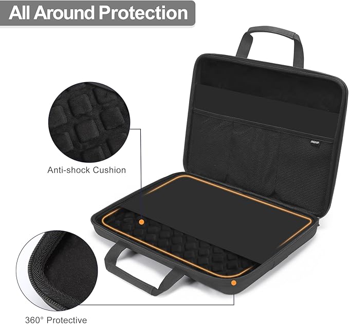 MOSISO 15.6-16 inch Laptop Hard Case, 15 inch Shockproof Waterproof Laptop Case Hard Shell Compatible with MacBook HP Dell, Carrying Sleeve Computer Bag with Sturdy Handle&Front Pocket&Belt,Slate Gray