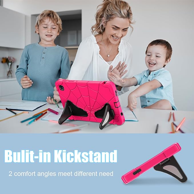 AKABEILA Compatible with Samsung Galaxy Tab A7 Lite 8.7 inch T225/T220(2021) Tablet Case，Lightweight Shockproof Rugged Protective Cover with Kickstand for Kids Children Boys Babies Strawberry Black