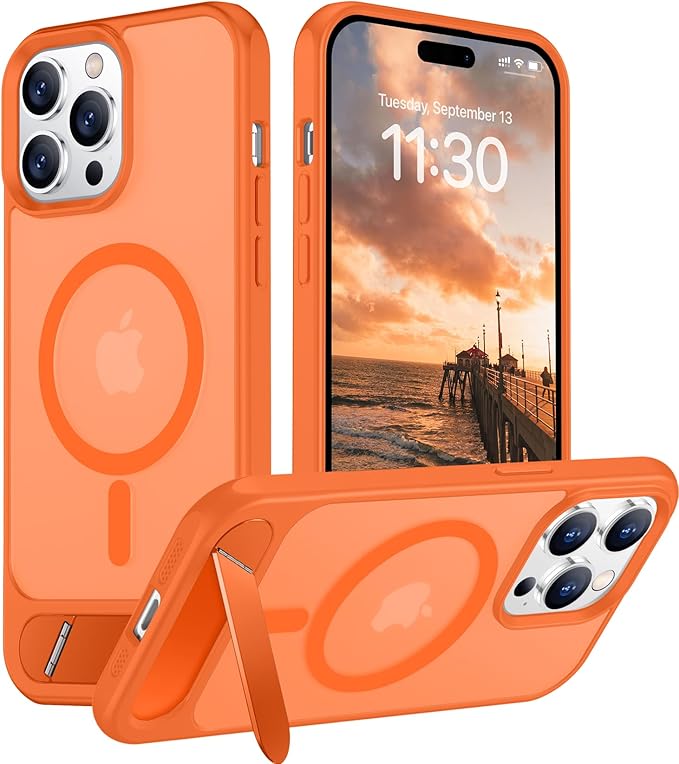 Magnetic Compatible with iPhone 14 Pro Case, [Built-in Invisible Kickstand][Compatible with MagSafe] [Military Grade Shockproof] Slim Translucent Matte Phone Case for iPhone 14 Pro 6.1"