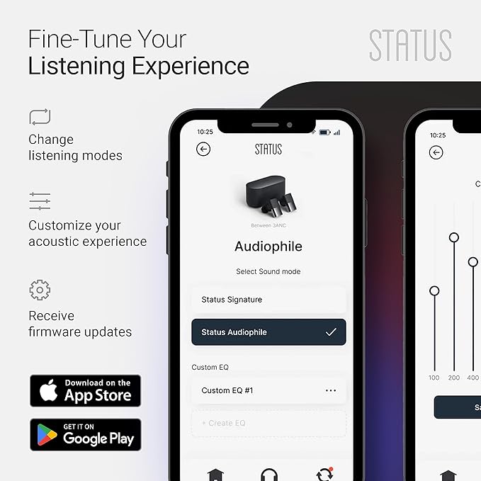 Status Audio Between 3ANC Bone Wireless Earbuds - Triple Driver - Active Noise Cancelling - 6X Microphones - Transparency Mode - 8H Playtime - Bluetooth 5.2. - IPX5
