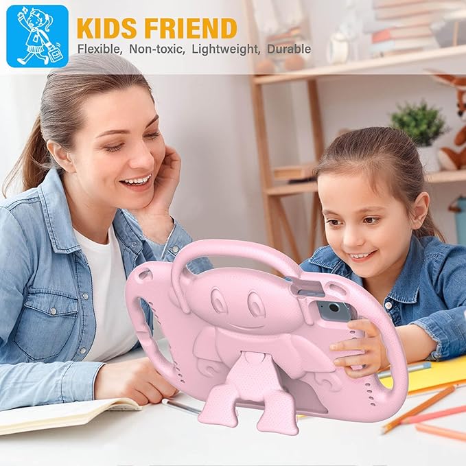 Kids Case for iPad 11th Generation (A16) 11" 2025 & 10th Gen 10.9" 2022 & iPad Air 11" 2025/2024 & Air 5th/4th Gen & Pro 11, Protective Cover with Shoulder Strap Handle Stand, Light Pink