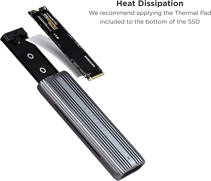 Satechi USB-C Aluminum Tool-Free Enclosure for M.2 PCIE NVME and SATA SSD, Support USB 3.2 Gen 2, 10 Gbps, M.2 NVMe/SATA PCIe B+M Key, up to 4TB, UASP Trim for SSD Size 2242/2260/2280
