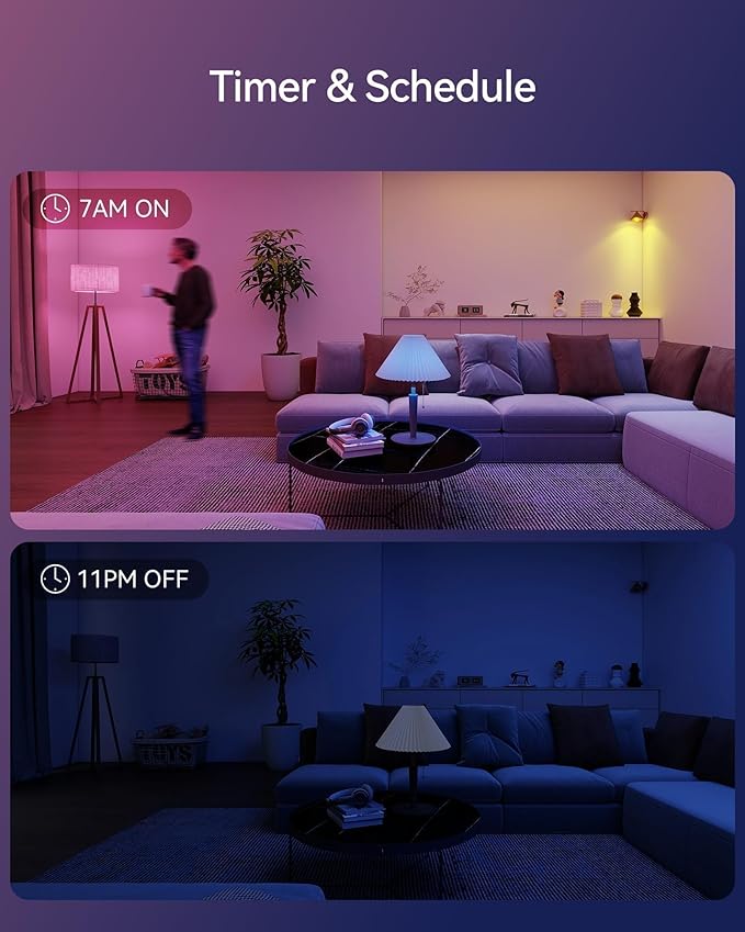 Matter Smart Light Bulbs, Color Changing Light Bulb, hub Required, A19 60W,2.4Ghz WiFi only,Compatible with Alexa Google Assistant, Apple Home,16 Million Colors RGBCW 800 Lumen,2 Pack