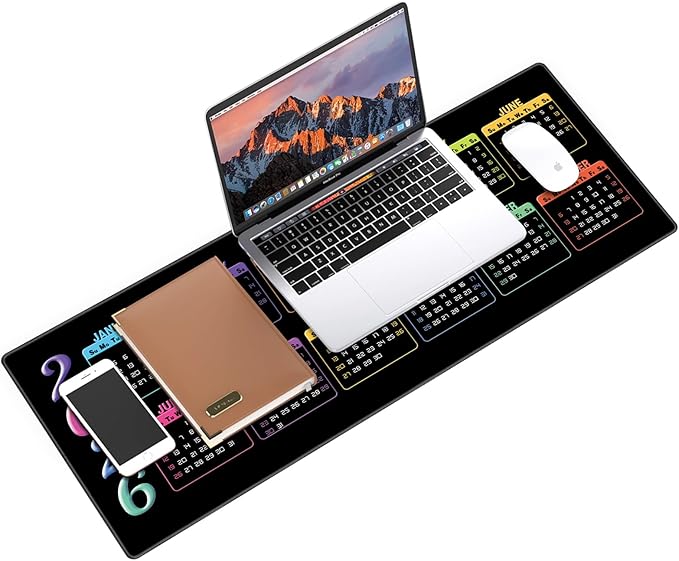 Galdas Gaming Mouse Pad XXL XL Large Long Extended Big Mousepad Non-Slip Rubber Keyboard Mouse Pad with Stitched Edges for Laptop Home Office (2026 Calendar, 31.5 * 11.8)