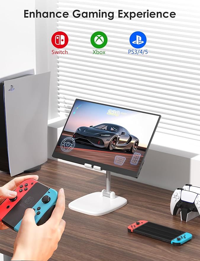 Anyuse 17.3" Portable Monitor, 1080P FHD, 144Hz, IPS HDR Screen, Travel Monitor for PC Mac Phone Xbox PS5 Switch Laptop, Smart Cover & Speakers
